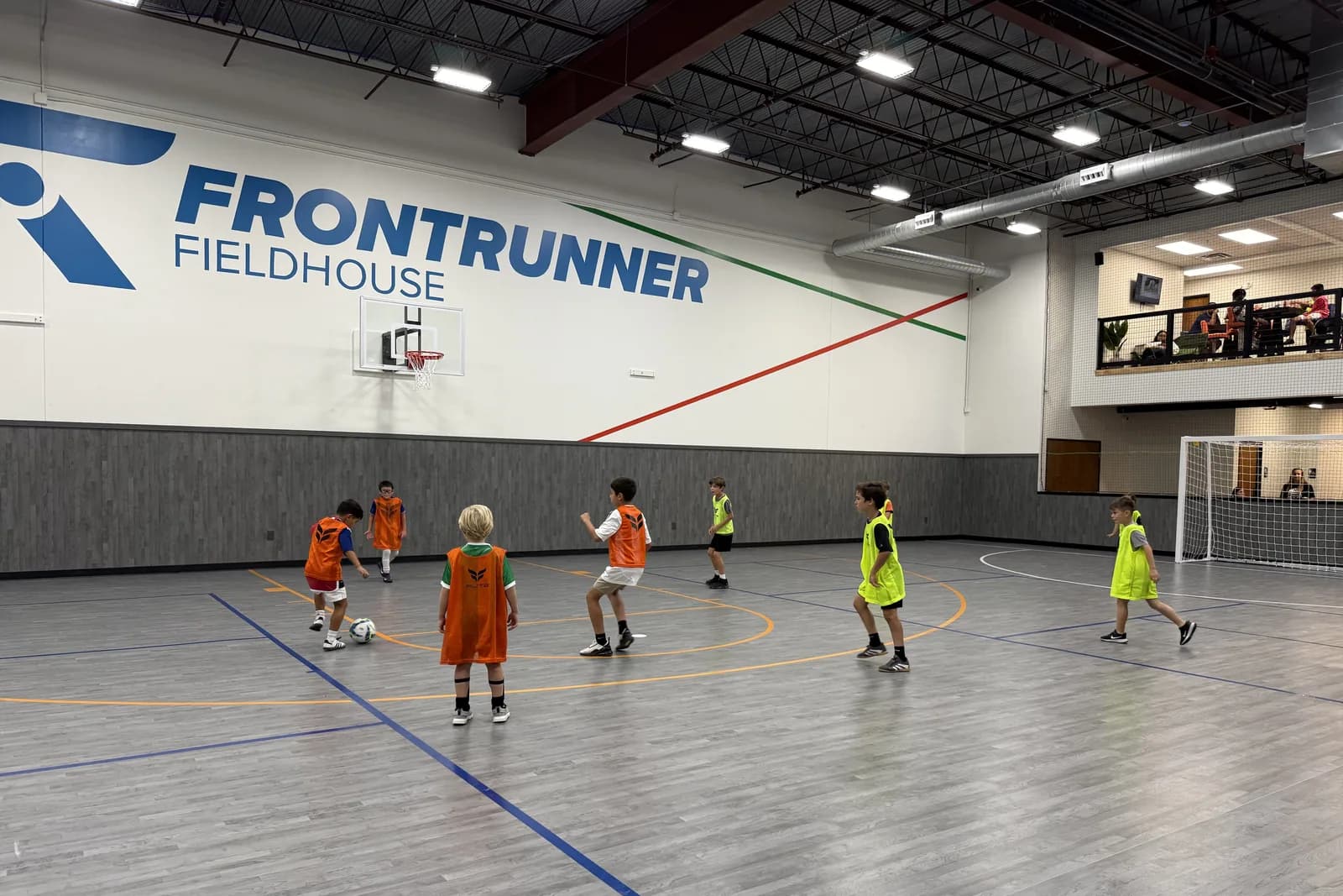 The indoor futsal courts at Frontrunner Fieldhouse in Fort Worth